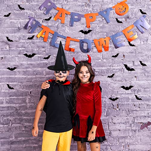 Halloween Decorations Outdoor Indoor - 8PCS Witch Hats & 32PCS 3D Bats Decoration, Witch Hat, Witches Hat, Halloween Decor for Party Favors, Party Supplies, Porch Decor