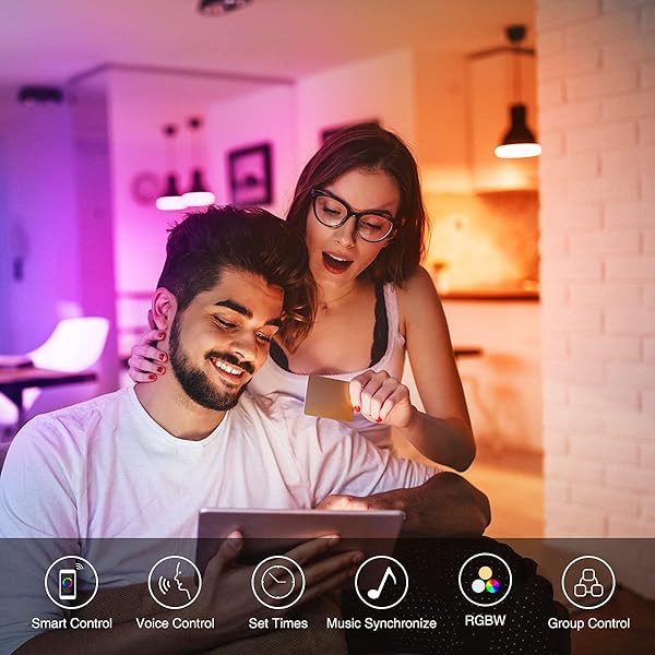 Onforu 6 Pack 7W Alexa Bombilla LED Inteligente Wifi RGBW Bombilla E27 Bombillas Compatibles con Echo Google Home Smart Luces de Colores con Blanco 2800k 6200k WiFi Lmpara de Control Remoto