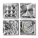 Silver Metal Wall Art Decor, Set of 4 Contemporary Wall Art, Wall Decorations, Modern Design Home Accent by Jon Allen Metal Art - 4 Squares - 12