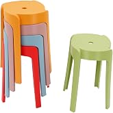 HinLIaDa 5 Pack Plastic Stackable Stools, 18" Plastic Round Stools, Colorful Nesting Stools, Portable Multipurpose Stool Chairs Flexible Seating for Classroom Students School Home Office (Colorful)