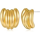 FILMOON Chunky Studs Earrings for Women Trendy Gold Plated Banana Earring Chic Statement Jewelry