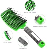 URAQT Hair Brush Boar Bristle Paddle Mint Green Detangle Soft Massage view 2