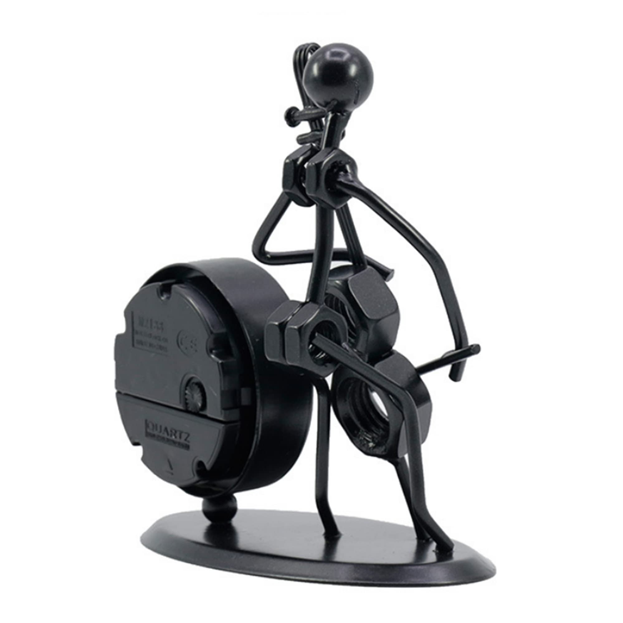 Creative Table Clocks, Table Clock Retro, Quartz Clock, Decorative Table Clock with Black Numbers and Hands, A Man Playing Cello, Decorative Clock in Vintage Style, Vintage Metal Desk Clock