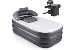 CO-Z Inflatable Bathtub With Electric Air Pump, Portable Tub With Blow Up Bath Pillow Cover, Drainage Cup Holder, Foldable Ou