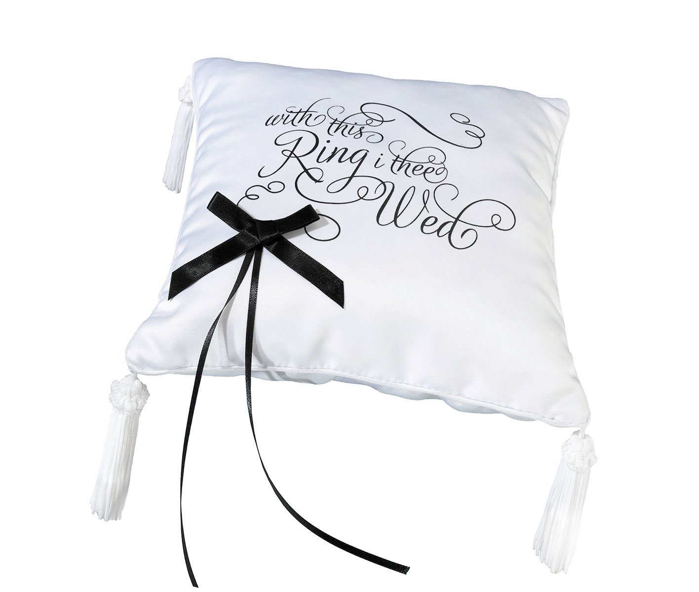 Buy Lillian Rose Black And White Satin Wedding Ring Pillow Online