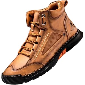 Orplru Men's Salkin 2.0 Trail Barefoot Boots, Handmade Genuine Leather Outdoor Hiking Boots, Waterproof Construction with Arc