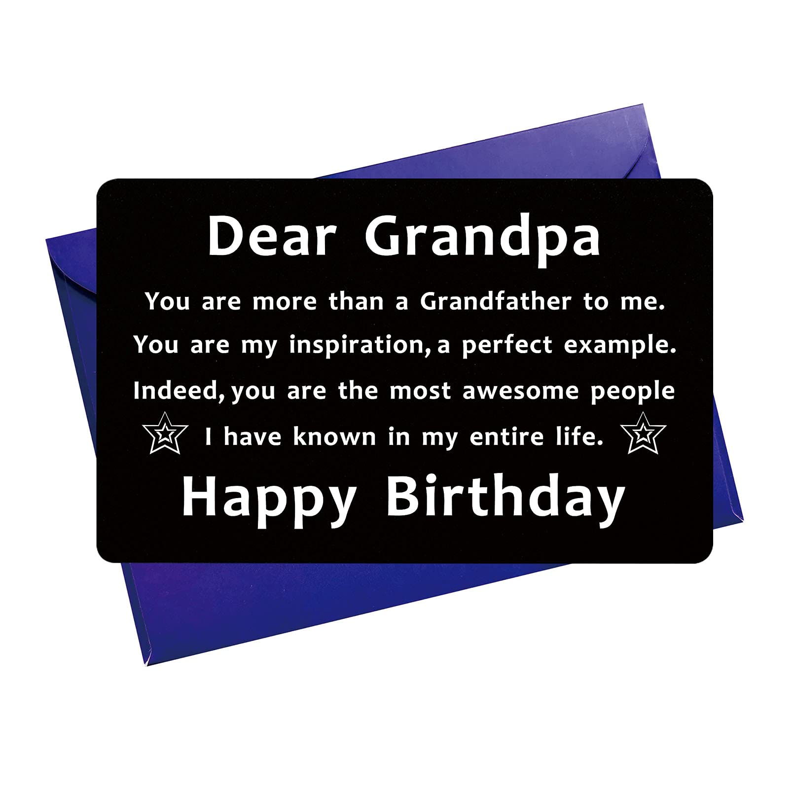 TGCNQ Grandpa Birthday Gifts - Personalized Grandfather Birthday Card - Engraved Wallet Card