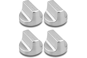 FurnyQuaint Gas Range Stove Control Knob Replacements Fit for Whirlpool Stove Oven Replacement Knobs Replace W11366438 W11084623 W10850010 Stove Control Knob Parts Silver 4PCS Plastic Material