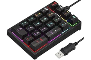 Gurjot Number Pad, Mechanical USB Wired Numeric Keypad with Color Backlit 21 Key Numpad for Laptop Desktop Computer PC Black 