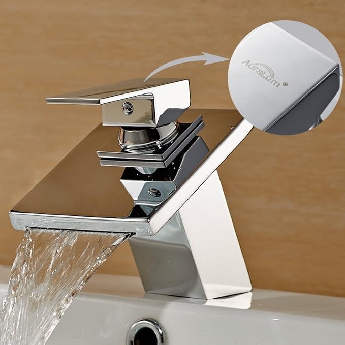 Auralum Armatur Waschtischarmatur Wasserhahn Wasserfall Bad Waschbecken ...