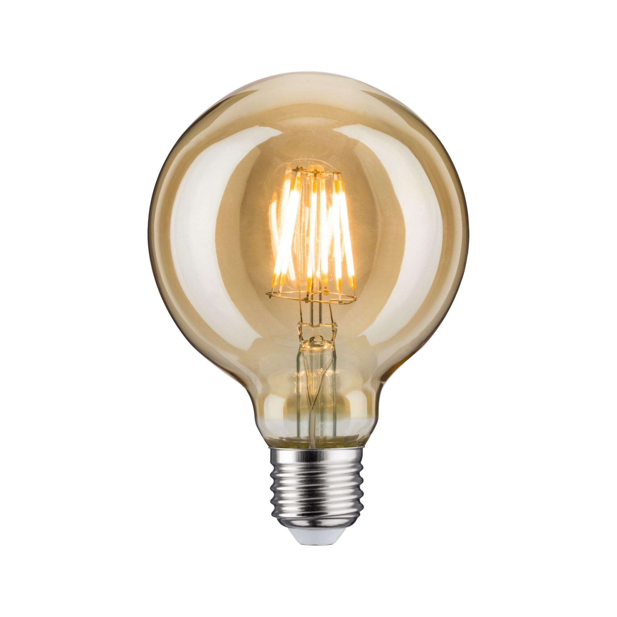 Paulmann 28521 LED Vintage Globe G95 Retro Light Bulb 6 Watt Dimmable Filament E27 Base Filament Gold 1,700 K Gold Light 500 Lumen