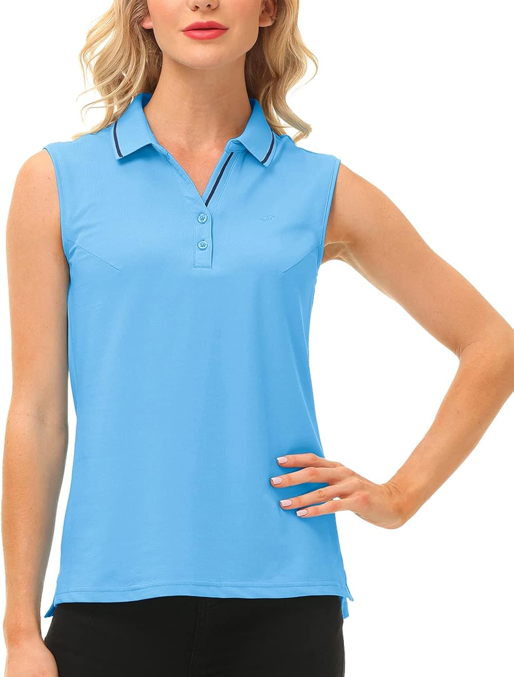 JINSHI Women's Golf Shirt Polo Shirt Tank Top Workout Summer Tee Quick Dry V-Neck Sleeveless T-Shirt: Clothing