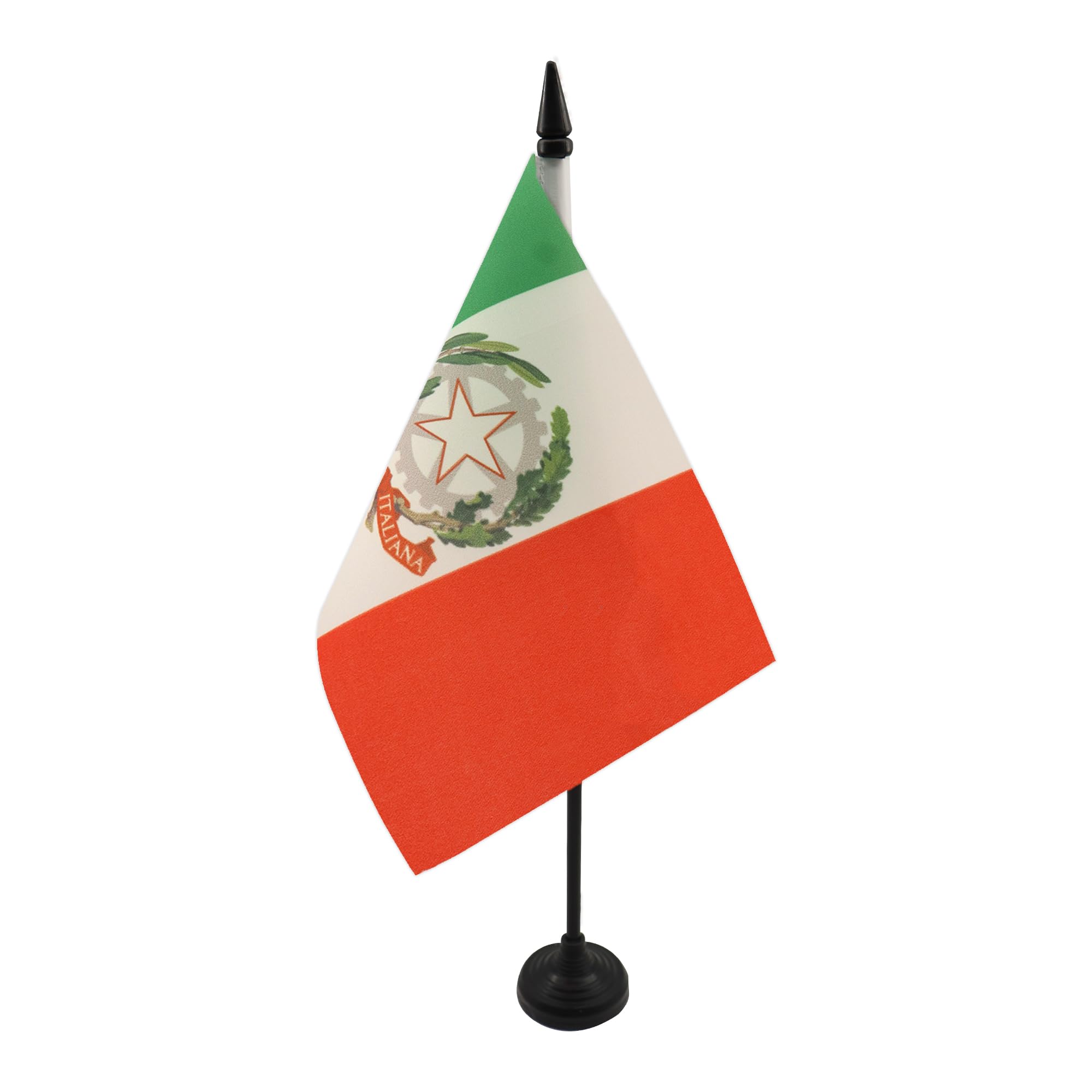 AZ FLAG State ensign of Italy Table Flag 5'' x 8'' - italian Office Decoration 100% Polyester 21 x 14 cm - Mini Desk Flag with Pole and Black Plastic Base