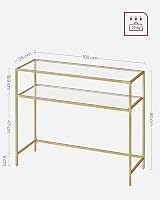 VASAGLE Console Table Gold Glass Top 35x100x80cm Adjustable Legs view 6