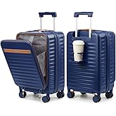Joyway Carry on Luggage Airline Approved with Front Compartment and Cup Holder, 20 Inch Hard Shell Carry-on Suitcase with Spinner Wheels and TSA Lock for Women Men