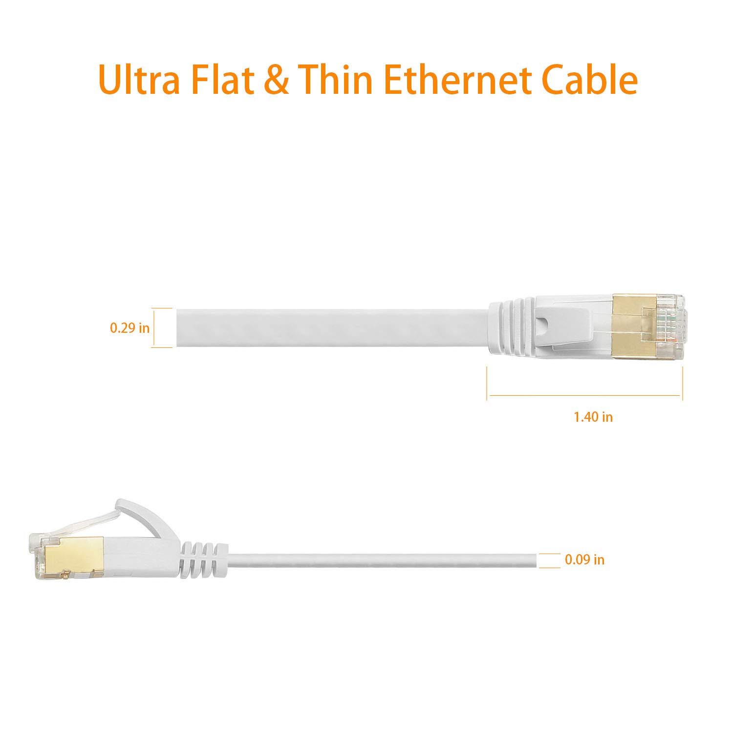Cat 7 Ethernet Cable 75 ft, High Speed Shielded Flat Internet Cable with Clips, Faster Than Cat6 LAN Wire - White 23 M: Computers & Accessories