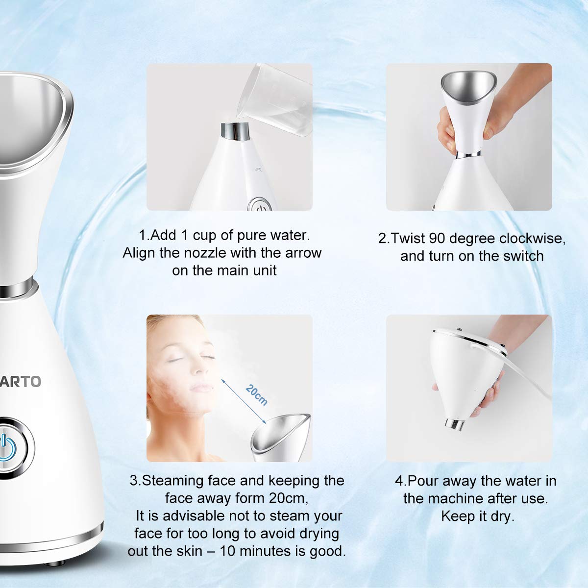 Facial Steamer, JOMARTO Nano Ionic Facial Steamer, Home Humidifier Personal Vaporizer, Portable Home Skin Spa Steamers, Warm Mist for Moisturizing and Blackheads Acne Skin Care, Ideal Gift: Beauty