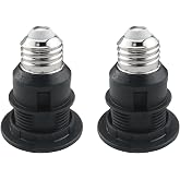 YHXiXi 2pcs Black E26 to E26 Socket Extender, Threaded E27/E26 Bulb Socket Extender, Lampholder Adapter with Shade Ring