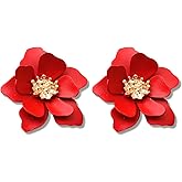 coadipress Bohemian Flower Stud Earrings for Women Fashion Elegant Handmade Colorful Flower Shaped Daisy Earrings Layered Floral Petal Stud Earring Personalized Statement Ladies Jewelry 