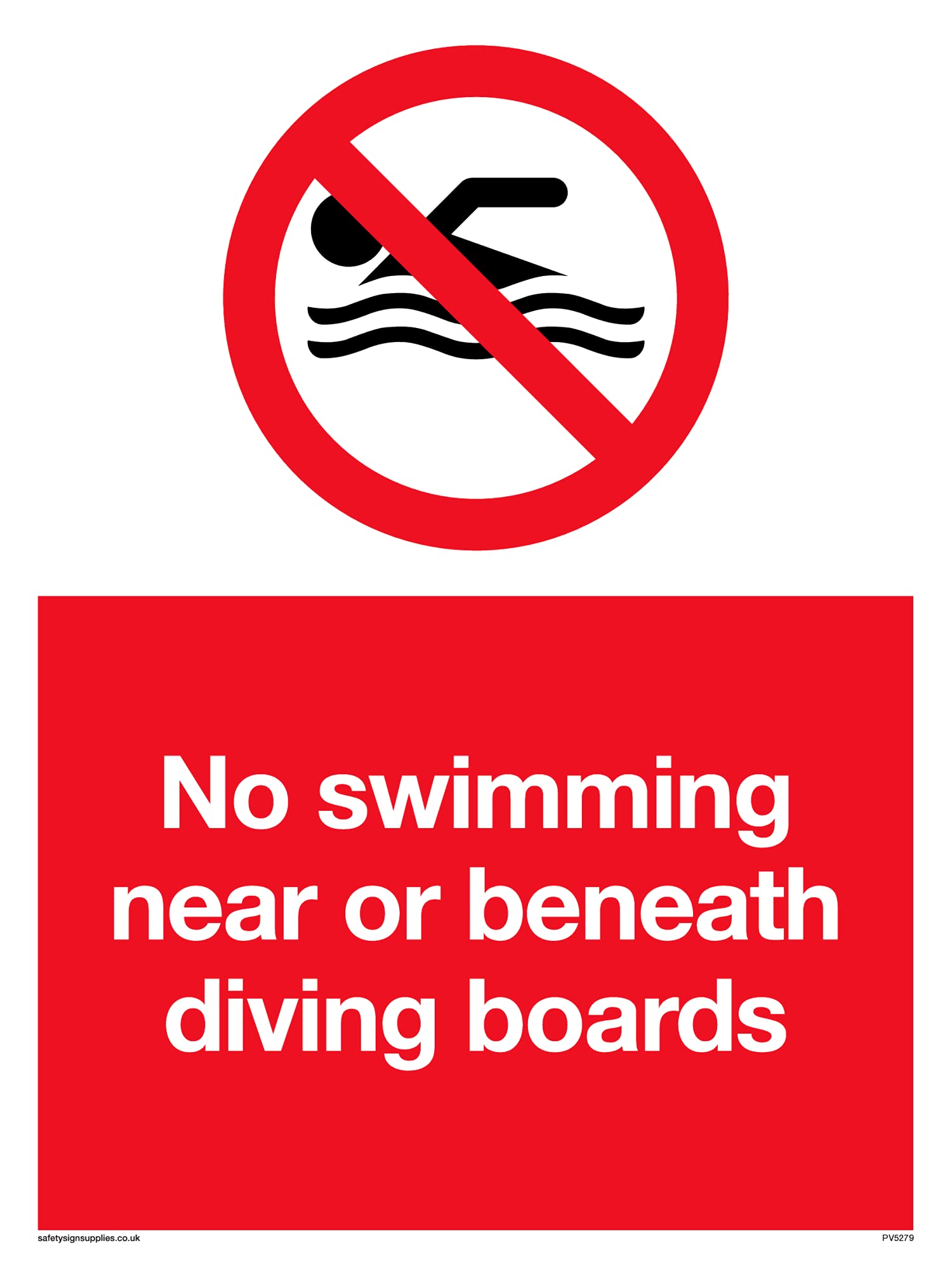 Pack of five - No Swimming Under The Diving Board Sign - 150x200mm - A5P