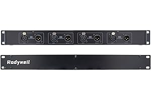RODYWEIL Microphone Preamp In Line Mic Booster for Podcasting Recording Live Streaming Home Studio (Four Channel)