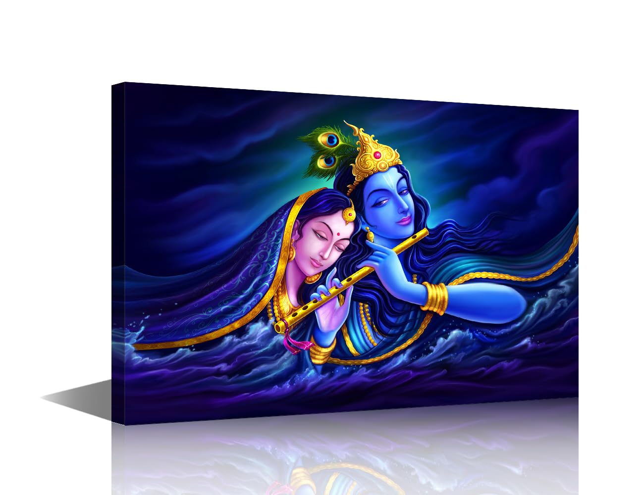 TISHIRON 1 Pieces Hindu God Art Canvas Wall Decor Statue of Hindu Elephant God Ganesha Posters and Prints Modern Home Art Decorations India Religious Culture Pictures Framed Ready to Hang 24x16in