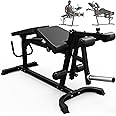 Mikolo Leg Extension and Curl Machine, Adjustable Leg Rotary Extension Machine for Lower Body Workouts, Leg Machine with Plate Loaded for Home Gym