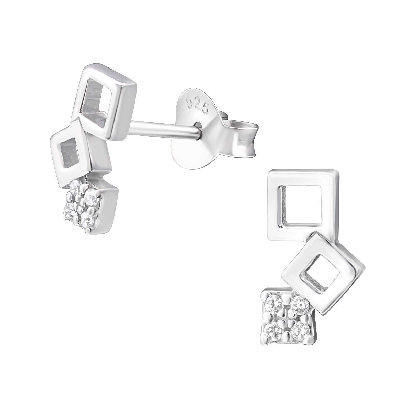 925 Sterling Silver Women 925 Sterling Silver Geometric Stud Earrings for Women & Girls – Everyday Jewellery Gift Boxed