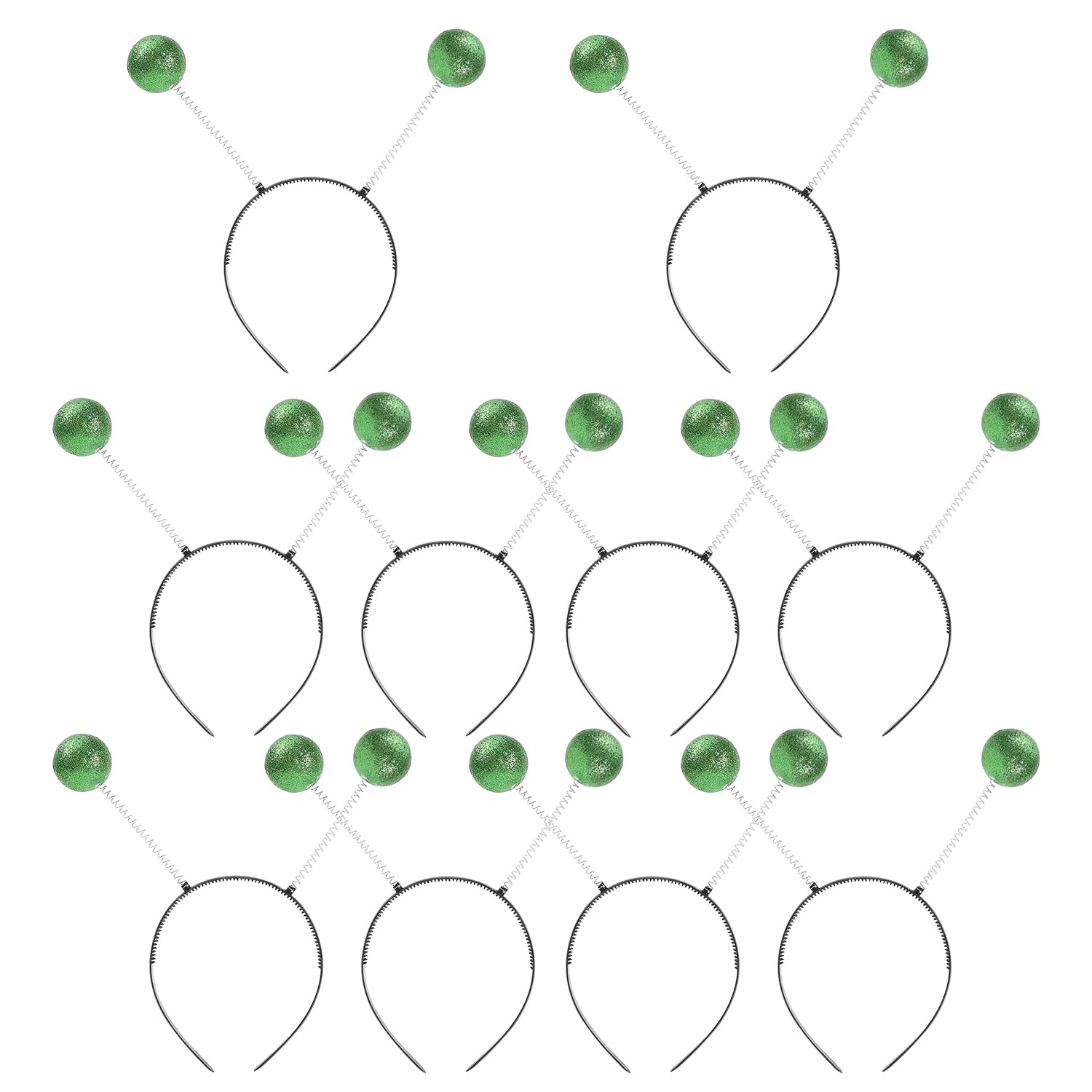 RmKbe 10pcs Martian Antenna Head Bopper Sparkle Alien Headband Boppers Ball Headpiece Halloween Party Costume Accessory for Party Favors (Green)