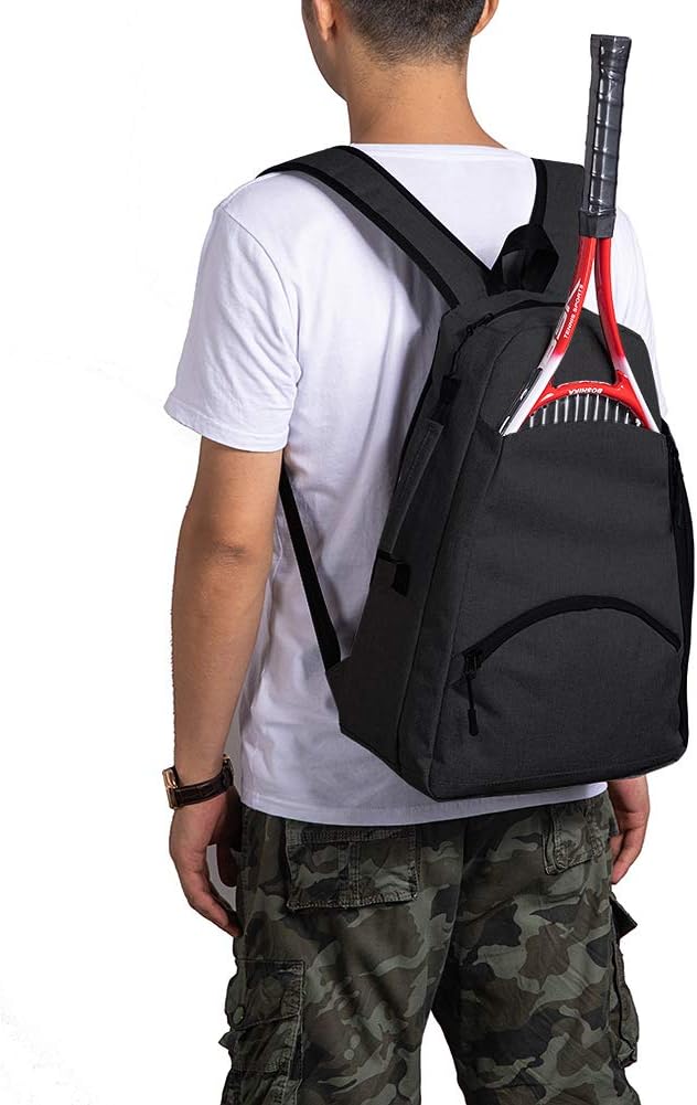 Qchengsan Tennis Racket Backpack, Tennis Bag, Tennis Racquet Holder Bag Fit for Man, Woman, Teenagers, Tennis Racket Bag for Pickleball, Badminton, Squash, Other Accessories (Black) : Sports & Outdoors