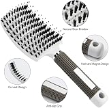 URAQT Hair Brush Boar Bristle Paddle Detangler for All Hair Types Red view 2