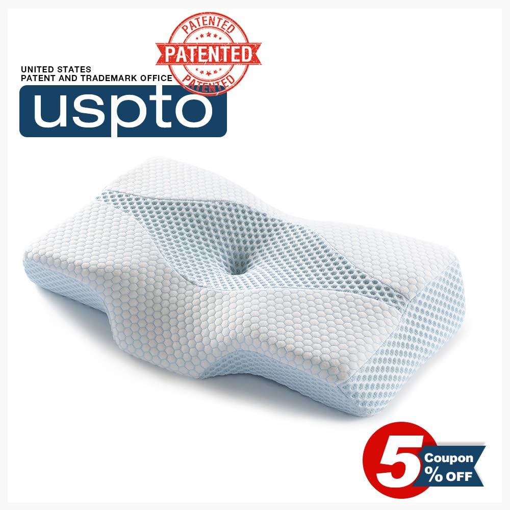 Mkicesky Neck Support Memory Foam Cervical Pillow, Side Sleeper Contour Pillow Relief Neck & Shoulder Pain for Side/Back/Stomach Sleeper, Orthopedic Bed Pillow - Lady Size: Home & Kitchen