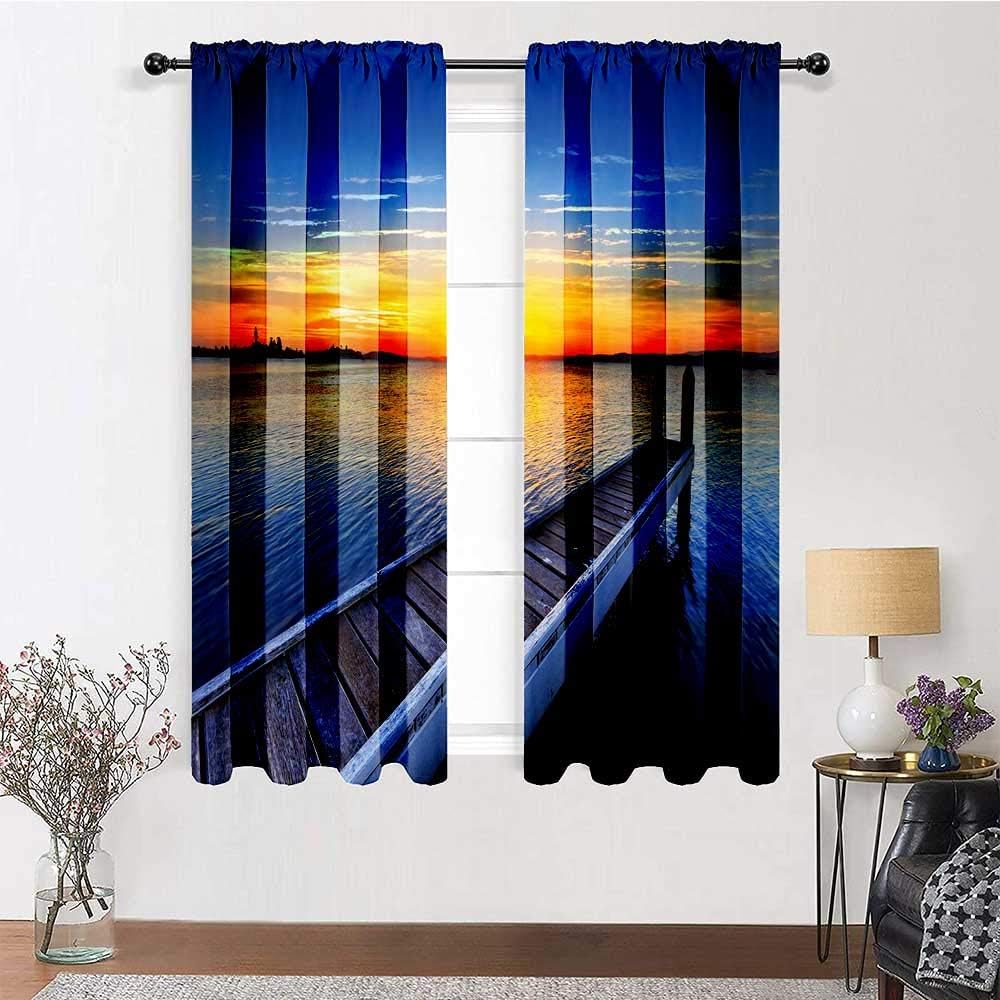 GugeABC Patio Door Curtains 84 inch Length, Lake Window Panel Set 72