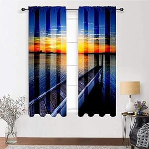 GugeABC Patio Door Curtains 84 inch Length, Lake Window Panel Set 72