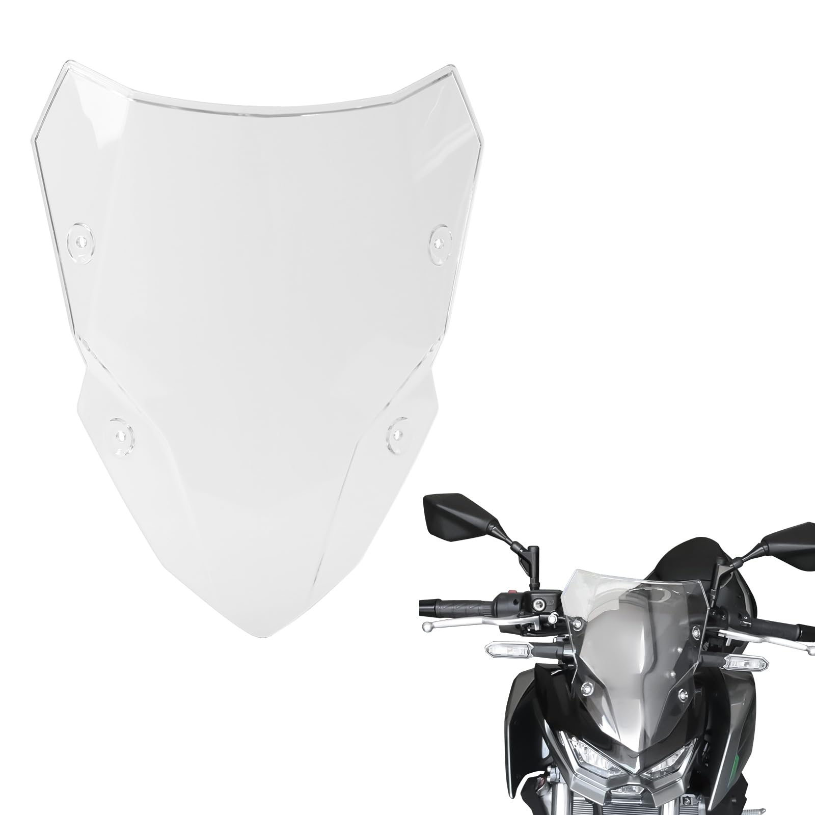 Photo 1 of LUXEMOTO Windshield for kawasaki Z500 2024 2025, Front Windscreen Wind Shield Air Deflector for Kawasaki Z500 SE ABS 2024 2025 Accessories (Clear)