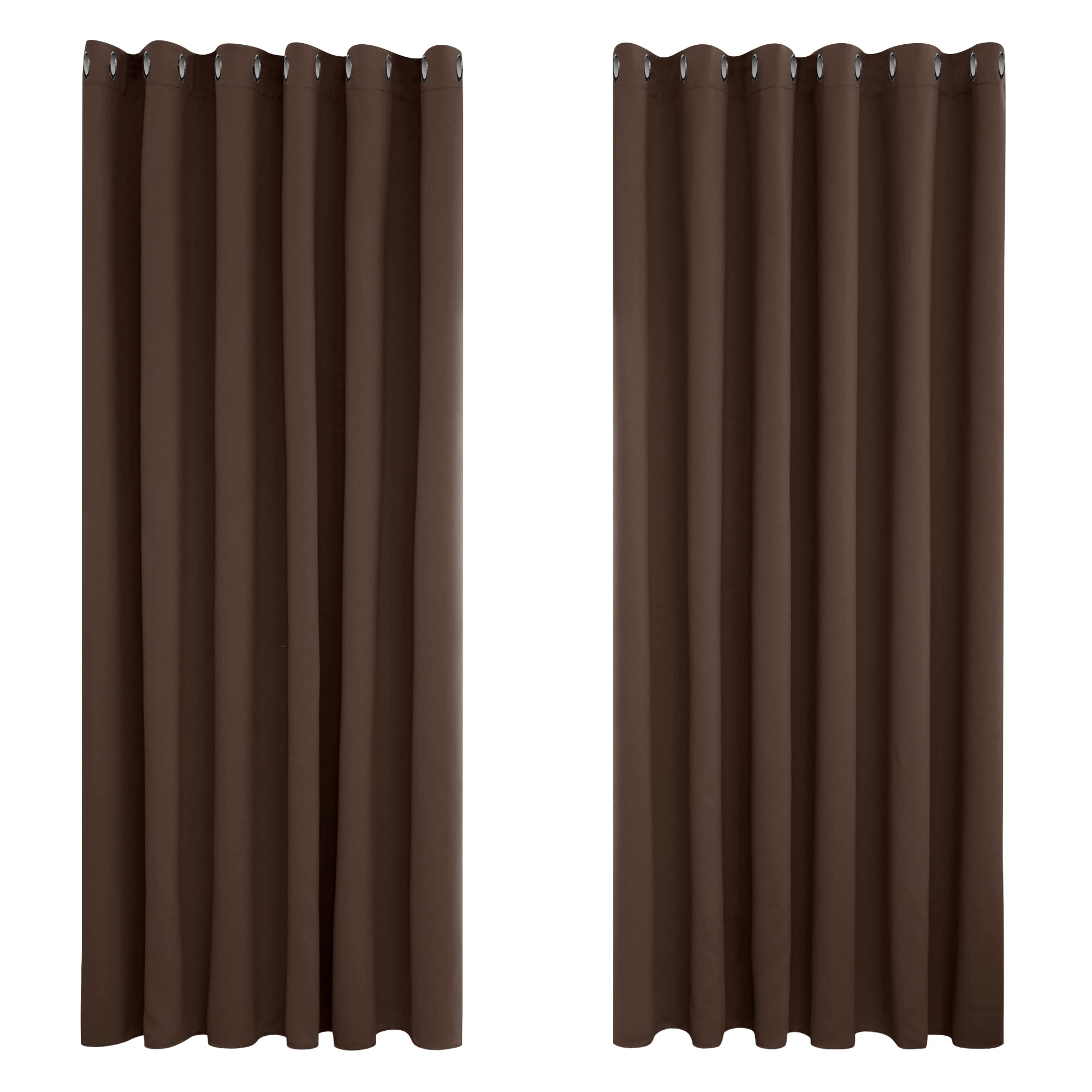 Deconovo Window Treatment Super Soft Blackout Curtains Thermal Insulated Eyelet Curtains for Bedroom Dark Mocha 90x108 Inch 2 Panels