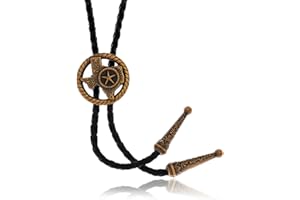 RechicGu Vintage Bolo Tie for Men Women Texas Map Star Necktie Western Bola Tie Black Leather Cowboy Cowgirl
