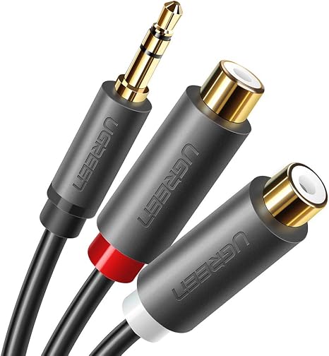 Câble Audio UGREEN Jack 3.5mm Mâle Vers 2 RCA Femelles - 20cm - Connexion TV, PC, Smartphone Vers Enceintes Ou Ampli
