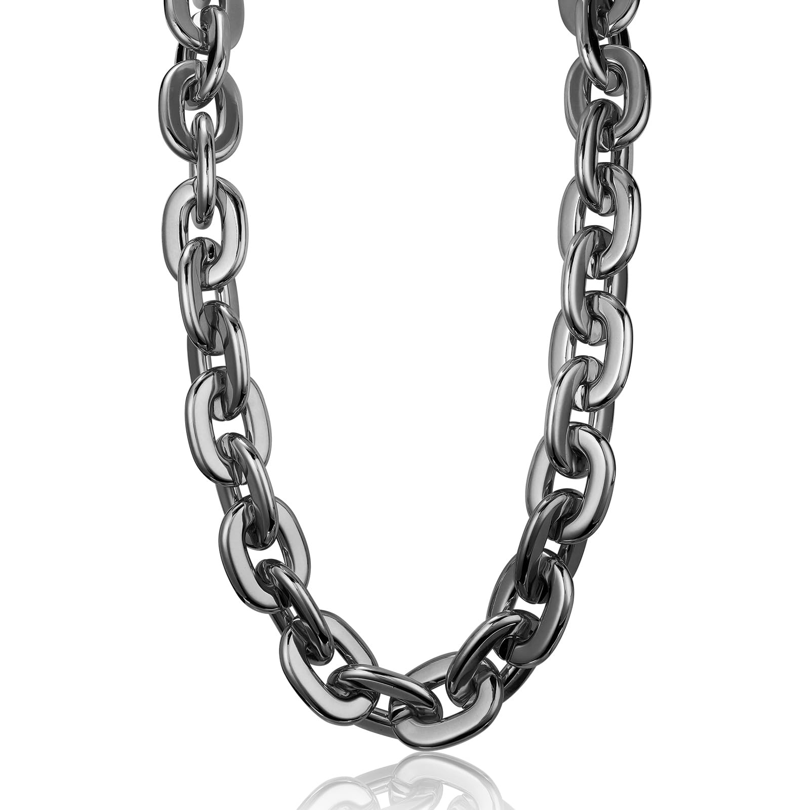 Photo 1 of LCPQMZGH Jumbo Plastic Chain Necklace Hip Hop Rapper Chain for Party Costume Accessory, 39.4 Inch/100cm, Black