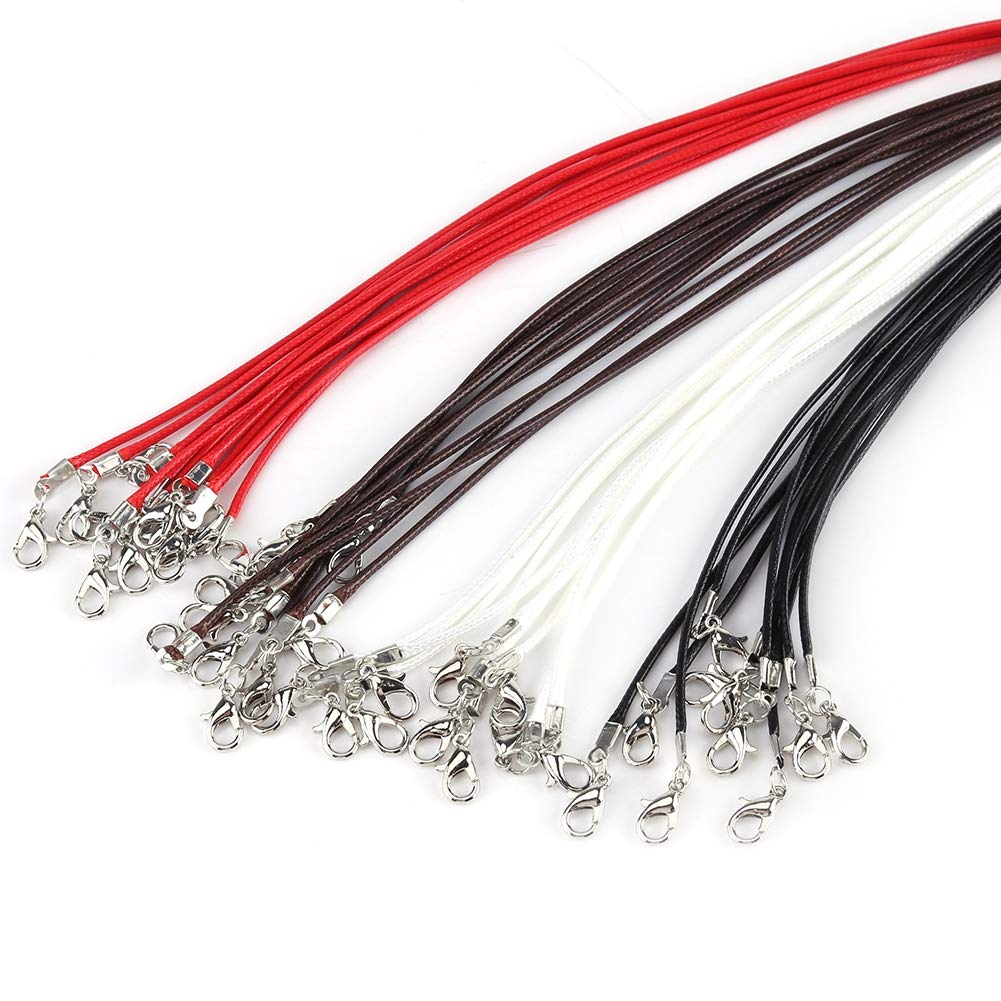 10Pcs Necklace Cord, Necklace String Rope with Clasp Bulk Waxed Cotton Cord for Charms Pendants, Bracelets, Necklaces, Jewelry Making Supplies and Beading Supplies(White)