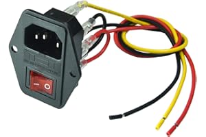 FILSHU 10A 250V Power Socket Inlet Module Plug Switch 10A Fuse with Wiring，iec320 c14 power socket with illuminated switch fuse holder(PACK OF 2)