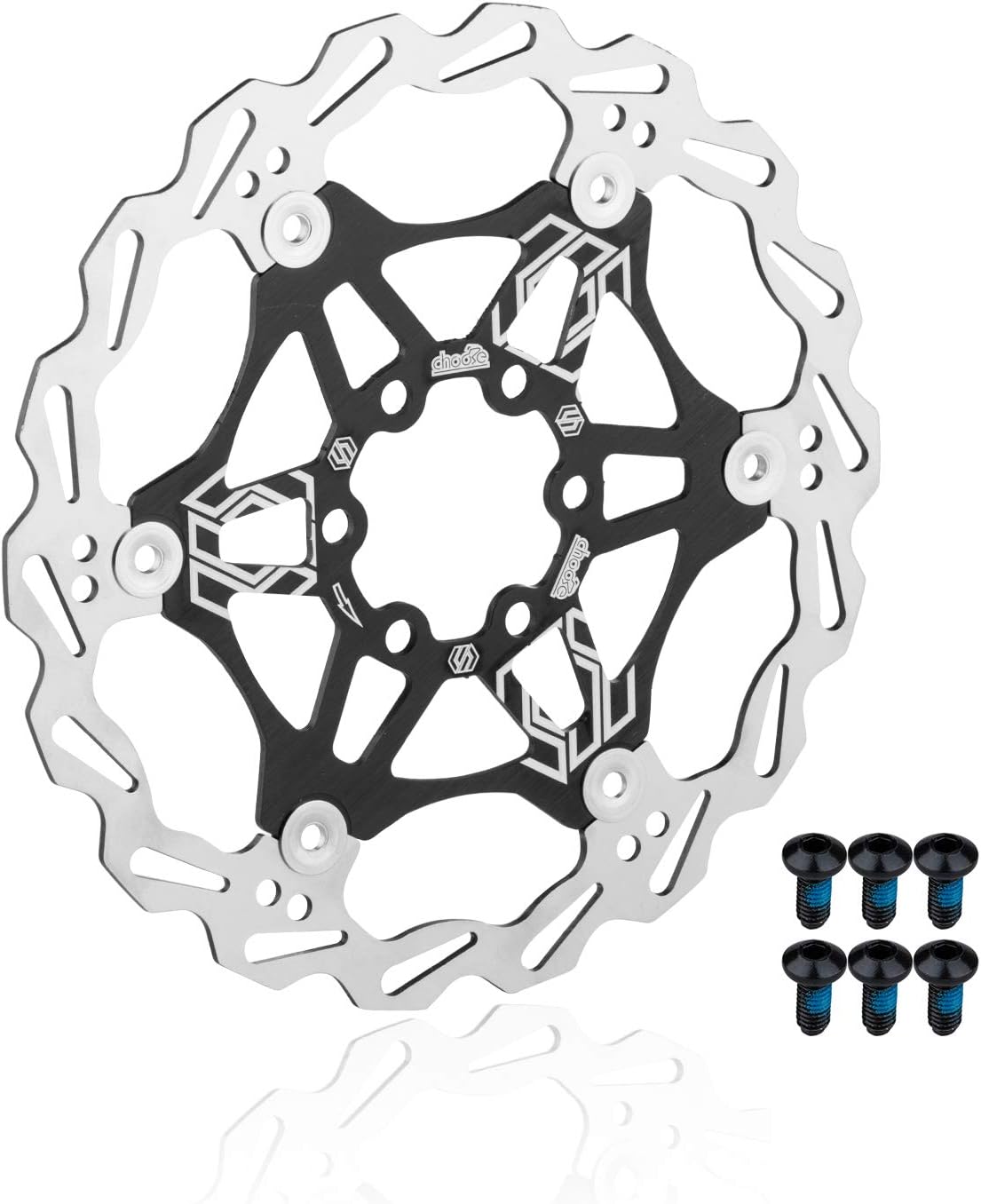 EASTERN POWER MTB 180mm Disc Brake Rotor for Shimano Sram Avid Hayes Magura, 6 Bolts Mountain Bike Disc Rotor, Bicycle Floating Rotor, Black(Include 6 Screws)