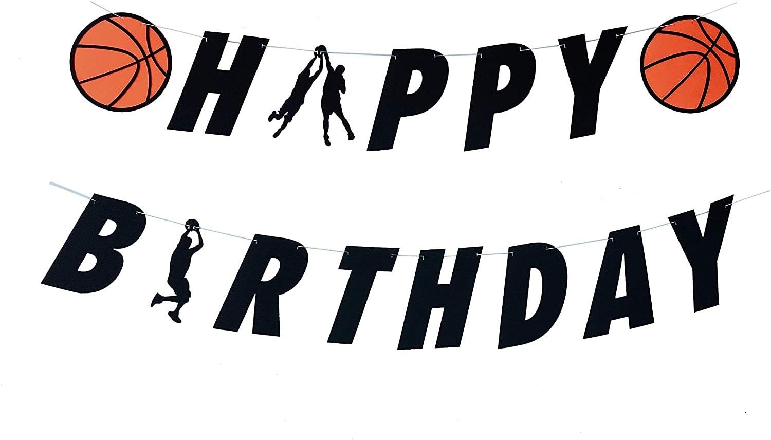 E&L Basketball Theme Happy Birthday Banner, Party Banners