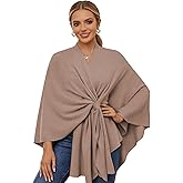 Fleece Drape Shawl, Elegant Solid Color Cape, Soft Warm Open Front Poncho Cardigan Sweater Shawl Wraps for Women Fall Winter