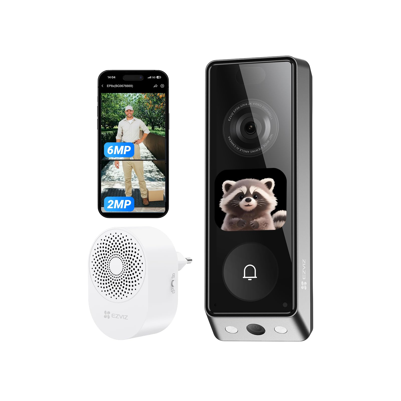 EZVIZ EP8 Ultra WLAN Video Türklingel Kabellos mit Dual-Kamera 6MP+2MP