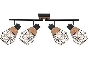 MUEOF Black Track Lighting Fixtures Ceiling, Directional Ceiling Light with Flexibly Rotatable Light Head,Farmhouse Kitchen Ceiling Spotlight for Dining Room Bathroom Closet(4 Light)