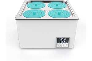 LAB FISH Laboratory Digital Water Bath 12L Capacity Thermostatic Heater Heating Devices Stainless Steel Liner with Selectable Openings for Experiment 4 Openings
