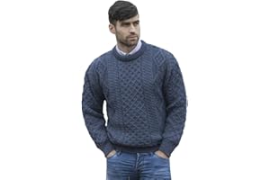 Aran Crafts 100% Merino Wool Crew Neck Sweater Black