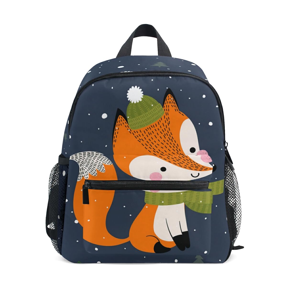 Children's Backpack, Kids Schoolbag Merry Christmas and New Year Cute Fox Students Bookbag for Boys Girls, Chest Strap