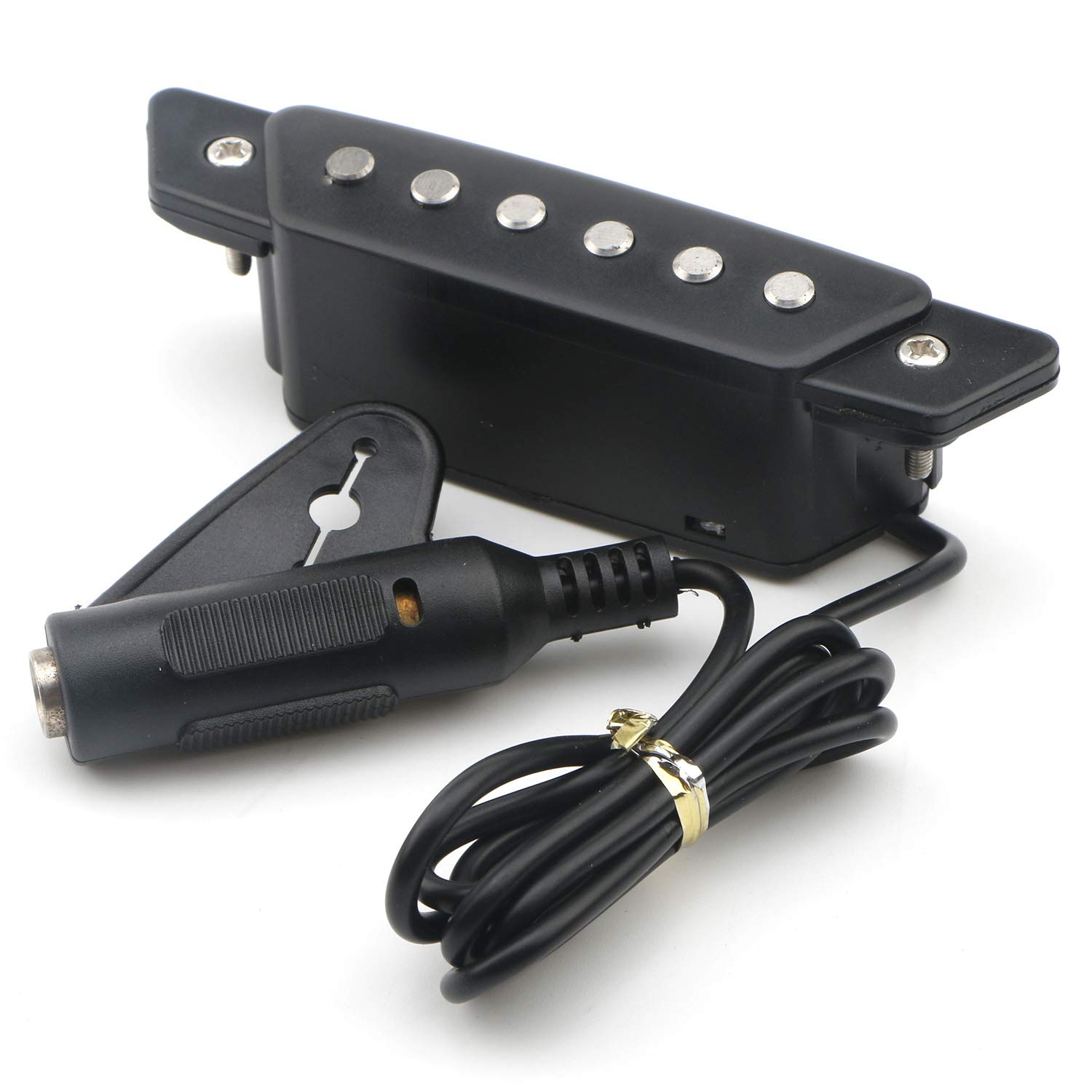 Photo 1 of 1pcs 6-String SH-85 Soundhole Pickup EQ Preamp Pickup with Active Power Jack for Folk Acoustic Guitar, Ukulele (Sanding Black)